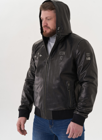 Мужская кожаная куртка "бомбер"