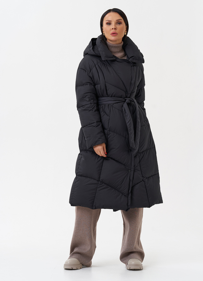 Женский пуховик с капюшоном  модель № 28962 универмаг малина