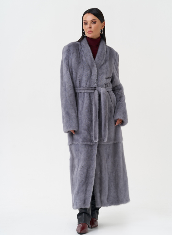 Длинная шуба из меха норки