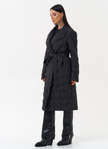 Женское утепленное пальто с английским воротником