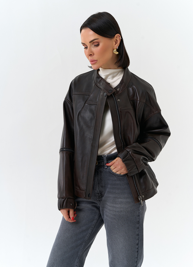 Женская куртка из натуральной кожи модель № 32675 универмаг малина