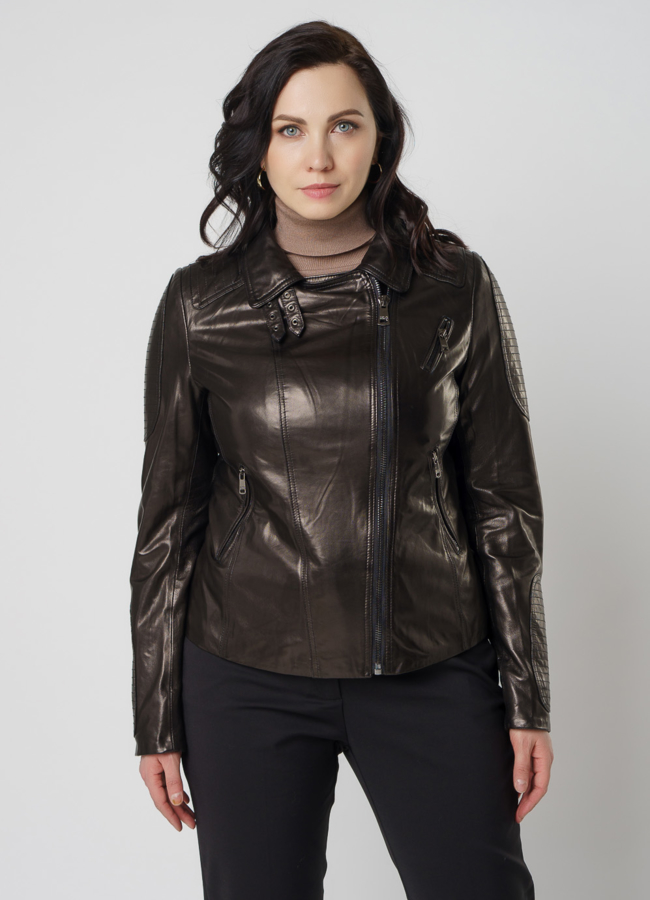 Кожаная куртка - косуха модель № 10634 универмаг малина