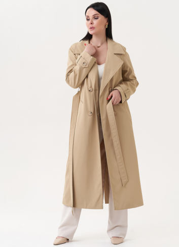 Плащ бежевого цвета с английским воротником