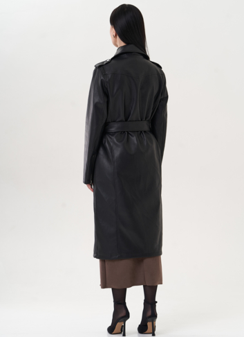 Плащ "косуха" черного цвета из эко кожи