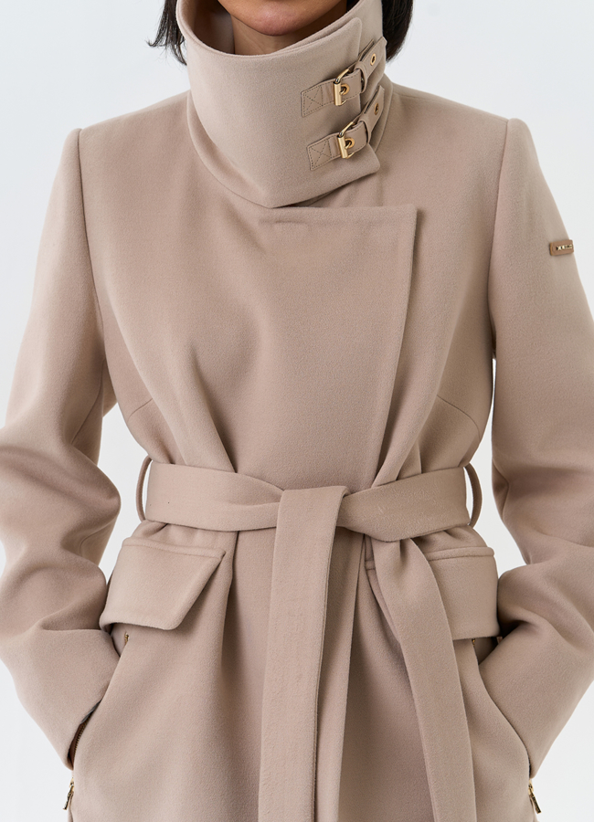 Женское укороченное пальто с воротником стойкой модель № 32552 универмаг малина