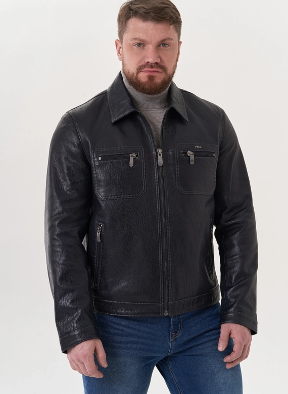 Мужская кожаная куртка "рубашка" фото