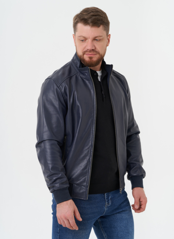 Мужская кожаная куртка "бомбер"
