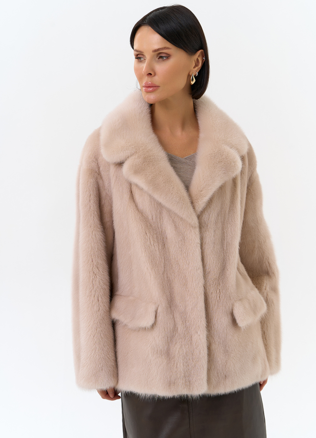 Шуба из меха норки с английским воротником модель № 31830 универмаг малина