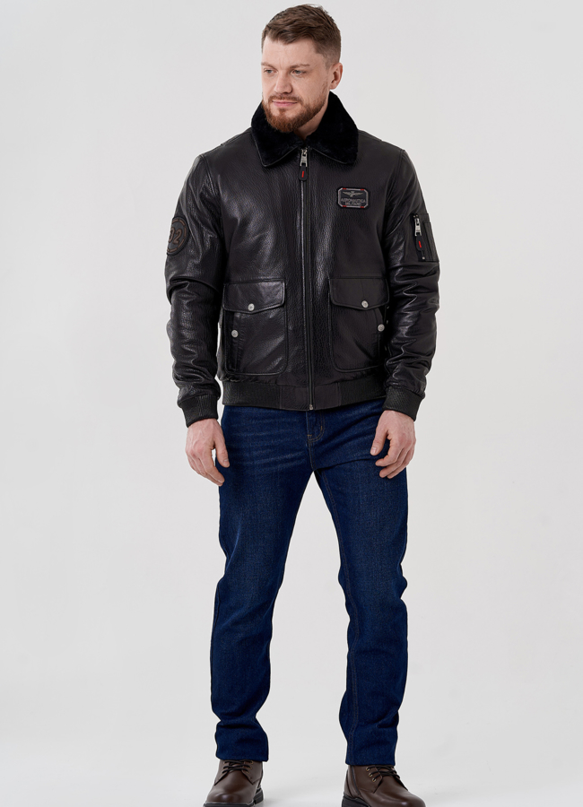 Мужская куртка - пилот из натуральной кожи модель № 24396 универмаг малина