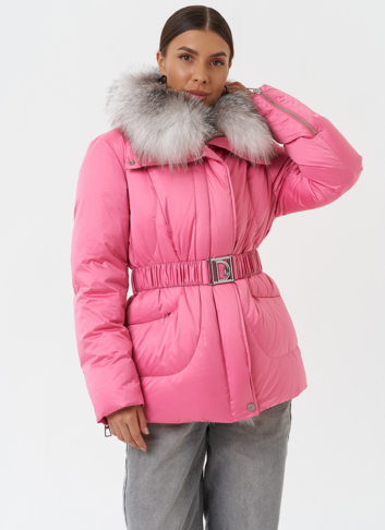 Пуховик с мехом чернобурки