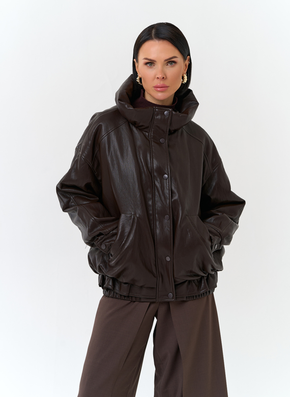 Женская утепленная куртка из эко кожи