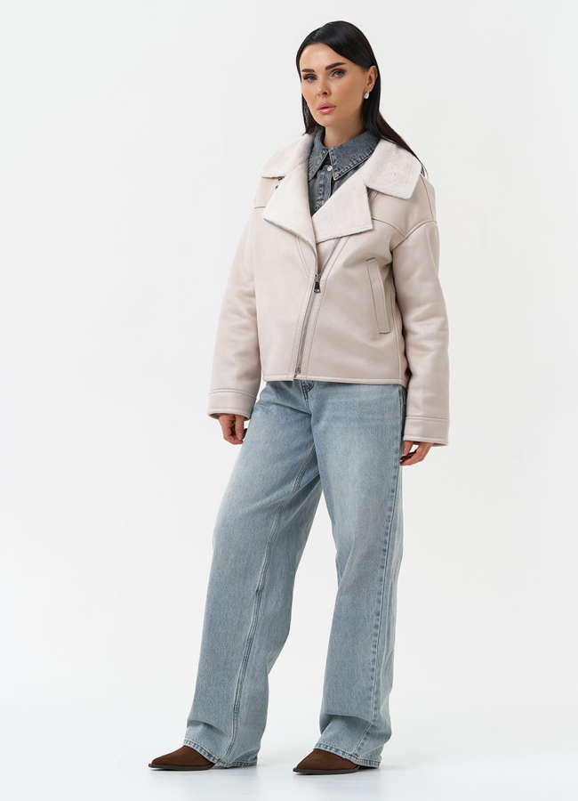 Короткая дубленка из эко замши модель № 30206 в рассрочку