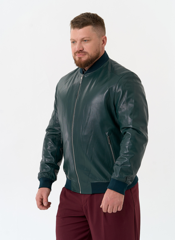 Мужская куртка бомбер из натуральной кожи