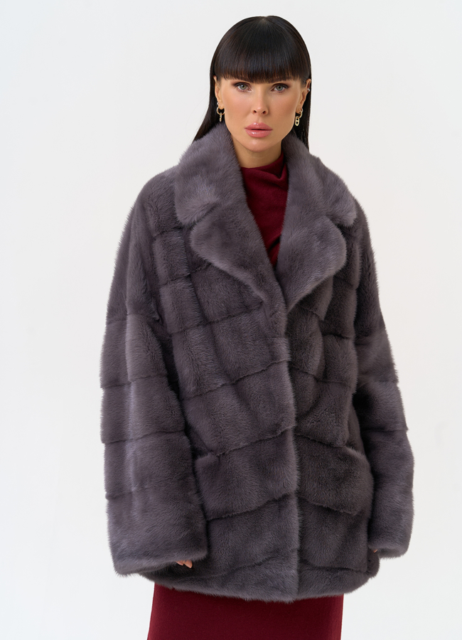 Шуба из меха норки с английским воротником модель № 31649 универмаг малина