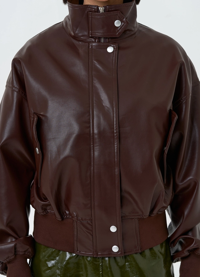 Женская куртка бомбер из эко кожи модель № 34184 универмаг малина фото