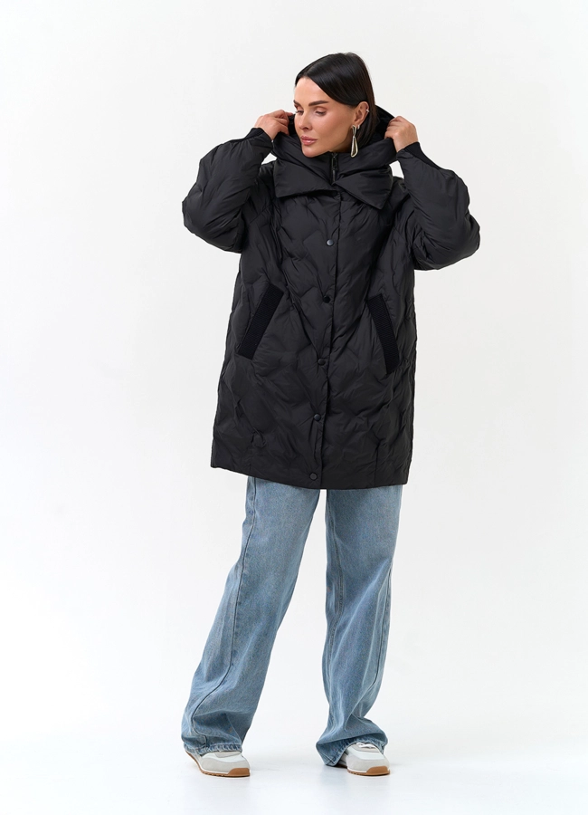 Удлиненная куртка с капюшоном модель № 33792 универмаг малина фото