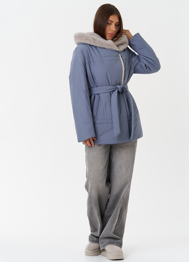 Куртка с капюшоном из эко меха модель № 28837 в рассрочку