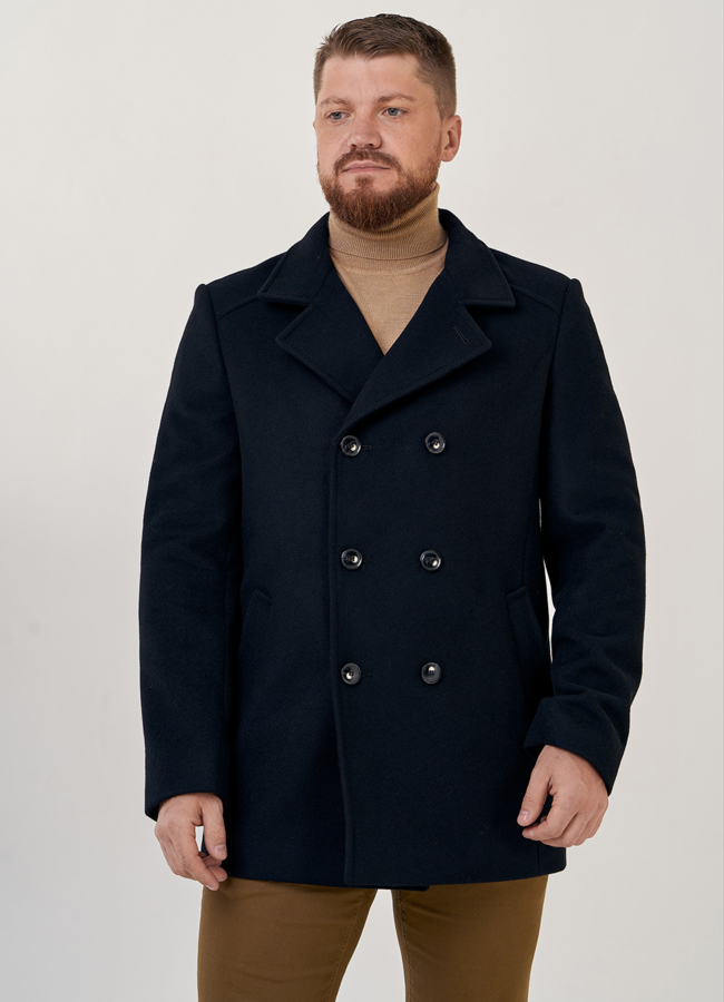 Мужское двубортное пальто  модель № 23217 универмаг малина
