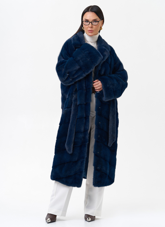 Длинная шуба с английским воротником