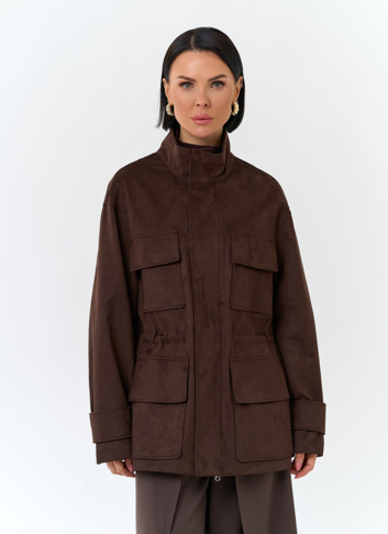 Женская куртка парка из эко замши 