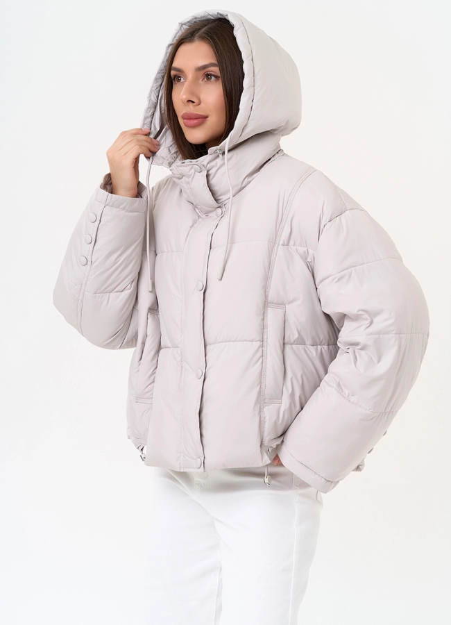 Женский короткий пуховик с капюшоном модель № 31579 универмаг малина
