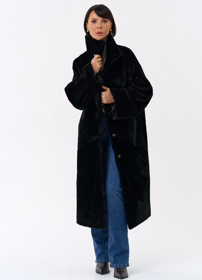 Женская натуральная дубленка черного цвета модель № 31915 универмаг малина