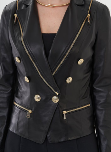 Куртка из натуральной кожи с акцентными пуговицами