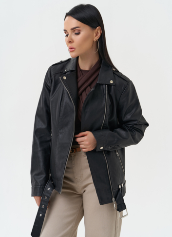 Куртка косуха из эко кожи черного цвета