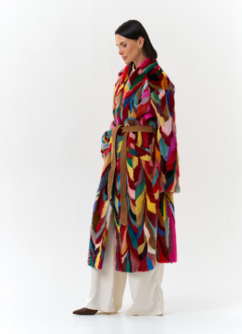 Норковая шуба в стиле пэчворк