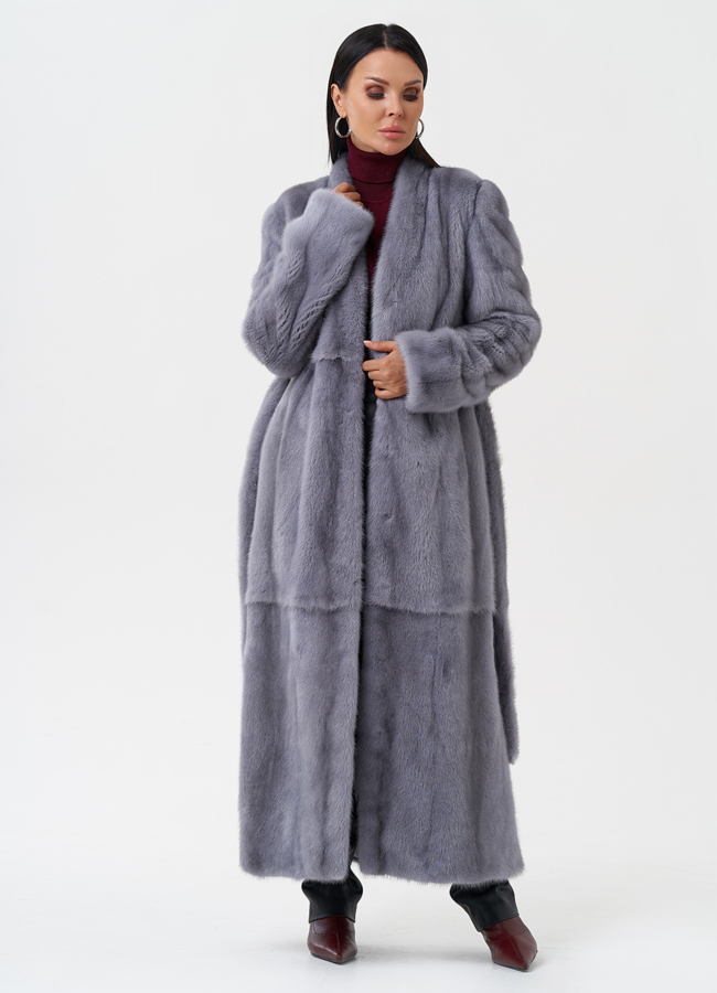 Длинная шуба из меха норки модель № 28305 универмаг малина