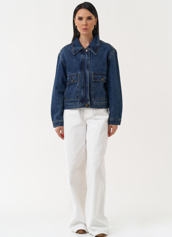 Женская джинсовая куртка синего цвета