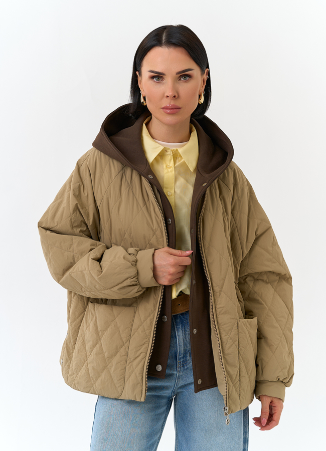 Женская куртка с трикотажным капюшоном модель № 32838 универмаг малина